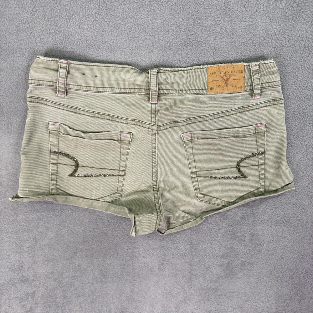 American Eagle Shorts Womens 0 Army Green Low Rise 2" Inseam Stretch Rhinestone - Picture 2 of 8